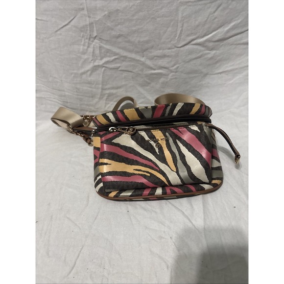 Michael Kors Handbags - Michael Kors Slater Medium Metallic Zebra Logo Sling Fanny Pack Purse Crossbody